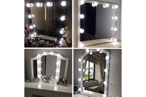 FOESKA Oświetlenie lustra Led, styl Hollywood 10 Lampa do makijażu z możliwością przyciemniania Lampa do makijażu 6000K, lampka na toaletkę, lampka do makijażu, lampka na lustro do lusterka kosmetycznego, toaletka/łazienka MULTI-WAY