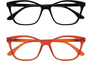 OPULIZE KAT Lunettes de Lecture - Lot de 2 - Élégante Monture Œil-de-Chat - Noir et Orange - Hommes et Femmes - Charnières à Ressort - RR59-1G - +2.50
