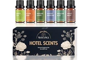 WECONA Premium Hotel Fragrance Oil Collection for Diffusers, Essential Oils for Diffusers for Home, Hotel Diffuser Fragrance Oils,Spa & Candle Making, White Tea, Citrus Luxe, Velvet Night and More - 6x10ml