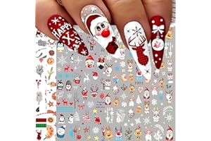 Guidre Grinch Nail Stickers Natale, 12 fogli, Multicolor, Vinile, Accessori per Nail Art, Adesivi per Unghie