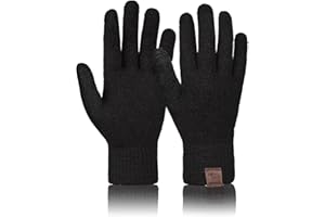 Voqeen W 100% wełniane rękawice, zimowe, ciepłe, 3 palce do obsługi ekranów dotykowych, do pisania wiadomości, dla mężczyzn, kobiet, do jazdy na rowerze, biegania, wspinaczki, wędrówek, sportu