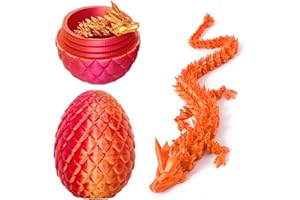JurciCat 3D Impreso Huevo De Dragón con Figuras De Dragon Movible para Navidad Pascua Cumpleaños Carnaval Adultos Niños Regalos Juguetes (Rojo)