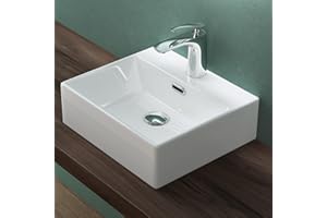 MAIMAI Mai & Mai Lavabo da Appoggio 41x36x13cm, Lavabo Bagno Sospeso Lavandino Bagno Brüssel206 in Ceramica con Nano Rivestimenti inclusi, Bianco