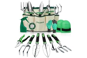DEWINNER 11 PCS Garden Tools Set, Gardening Sets with Tool Bag, Heavy Duty Garden Hand Tools and Equipment, Stainless Steel Gardening Gifts for Women men