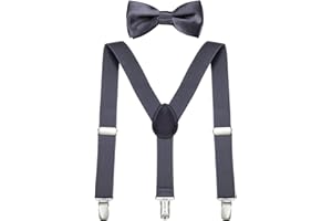 DonDon Set bretelle bambino e papillon elastici e regolabili per bambini da 1 a 8 anni