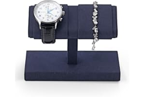 Papten Watch Display Stand Microfiber Double Watch Stand for Men Suitable for Display and Storage Bracelets, Watches and Bangles（blue）