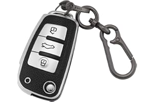 ERMWALR Coque de clé de Voiture pour Audi avec Porte-clés, 3 Boutons en Cuir et TPU, étui de Protection pour clé de Voiture Audi A1 A3 A4 A6 A8 Quattro Q2 Q3 Q7 S3 S6 RS3 RS6 R8 TT TTS (PW-Ad-3-S)