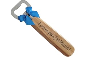 BOMOSKI Décapsuleur en Bois Gravé et Personnalisé sur le Thème Handball - Accessoire Handball Humoristique, Cadeau Original Homme et Femme, Noël, Anniversaire, Joueur de Hand