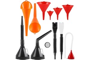 XIANGJUNLY Set di 11 imbuti per auto con tubo, set di imbuti flessibili in plastica di grandi dimensioni, imbuto universale per auto, per officina, cucina, olio, benzina, 11 pezzi