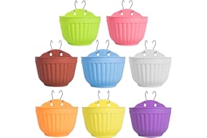 ORIMERC 8 Pcs Colorful Resin Wall Hanging Planter Pot Vertical Garden Living Wall Mount Window Hang Indoor Outdoor Plant Flower Basket for Kitchen Herb Balcony Railing Shelf Fence Bedroom Trellis Decor Modern