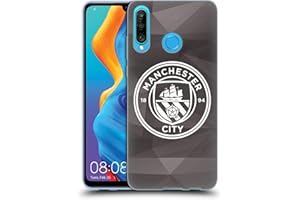 Head Case Designs sous Licence Officielle Manchester City Man City FC Noir Blanc Mono Badge Géométrique Coque en Gel Doux Compatible avec Huawei P30 Lite/Nova 4e