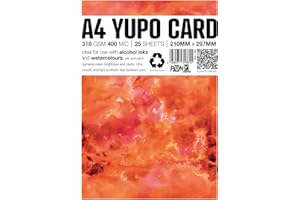 Punkcards - Yupo Paper - Yupo Paper Alcohol Inks - Yupo Card A4 - Alcohol Ink Art Paper - for Artists and Painters - 25 Sheets - 318gsm - 400mic - 210mm x 297mm