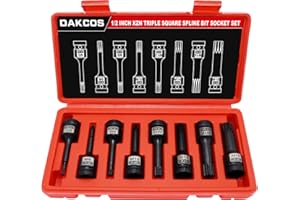 DAKCOS KraftXZN - Set di chiavi a bussola a denti multidenti 1/2", M5-M18, 8 pezzi