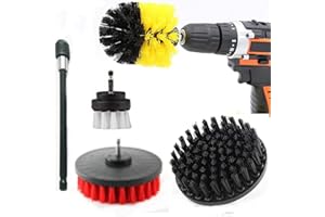 HUAWELL Lot de 5 brosses à gommer pour perceuse - Nettoyant de Douche - Tapis de Bain - Portes de Douche - Nettoyant de Verre - Nettoyant de Tapis - Outils de Barbecue - Poêle en Fonte