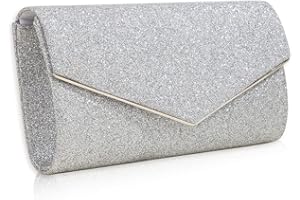 CORIOS Bolsa de Noche para Mujer Brillante Bolso de Mano Bolso de Fiesta Bling Bolso de Hombro Elegante Bolso Bandolera Bolsa de Cadena para Fiesta de Graduación Boda Banquete Plata
