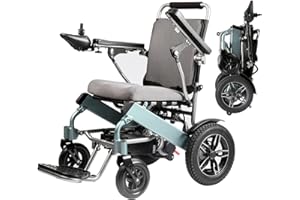 WISGING Schwierige intelligente leichte, faltbare elektrische Rollstühle, kompakter Stromrollstuhl, tragbares Klapptransport - langlebige Rollstühle, Mobilitätshilfe, All Terrain -Rollstühle (Grün)