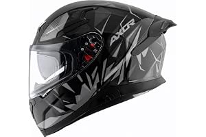 Axor Apex Hunter ISI ECE DOT Certified Full Face Dual Visor Helmet for Men and Women with Pinlock Fitted Outer Clear Inner Smoke Sun Black Grey Helmet-M