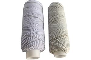 THE TRIMMING DEPARTMENT Shirring Shearing Elastic Thread, 20 Meter Each Colour Per Spool, Pack of 2 X 20m Spools, Sewing, Haberdashery, Craft, Smocking, Gathering, (White & Light Stone), 30 Colours Available