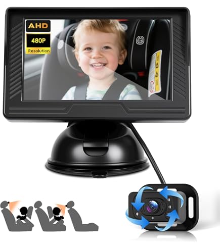 GEARCELL Telecamera Auto Per Bambini 2 Canali - Monitor HD 1080P Da 6,9 Pollici, Visione Notturna IR, Doppia Cam Per Sedili Posteriori, Ampio Angolo