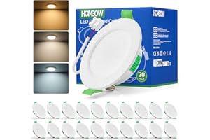 HOMEOW 20x Faretti Led da Incasso per Cartongesso, 5W 220V Faretti Led Soffitto Incasso, Caldo 2700K Neutro 4000K Freddo 6000K, IP44 Faretto per Bagno Cucina, foro 68-78mm