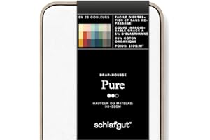 ‎SCHLAFGUT Schlafgut Pure Spannbettlaken 140x200cm bis 160x220cm Full-White, Spannbetttuch aus weicher Biobaumwolle