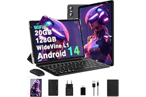 Biegedy Tablet 10 Zoll Android 14 Octa-Core,Tablet PC 20 GB RAM+128 GB ROM (TF1 TB),5G WLAN 6丨Widevine L1丨GMS丨6000mAh丨5MP+8MP丨Bluetooth 5.0丨1280 * 800丨Tablet mit Tastatur Maus Schwarz