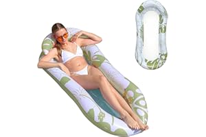 Jadin Colchoneta, Relax Tumbona de Piscina con Reposacabezas, Colchoneta Hamaca Flotante de Agua Juguetes para Tomar el Sol Camas de Aire para la Playa, 150 x 78 cm, Verde