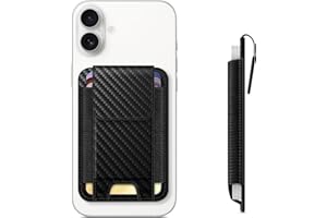 CASEBOT Magsafe Wallet - Tarjetero magnético para iPhone 16/15/14/13/12 Series, compatible con 6 tarjetas, bloqueo RFID seguro, tarjetero delgado para hombre y mujer, Fibra de Carbono Negro, 3,7 x 2,5
