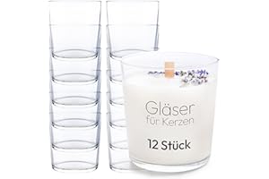 ‎KONZEPT KONZEPT Kerzengläser 300ml, 9x8cm - 12 er Gläser für Kerzen, Dekoratives Windlicht Glas DIY