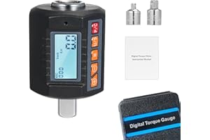 VISLONE 1/2" Digital Torque Adapter, 7.4-250.8 Ft-lb/10-340 Nm, Digital Torque Wrench Converter with ±2% Accuracy, Preset Value, Data Storage, Buzzer & LED Indicators, 3/8'' & 1/4'' Adapters for Car
