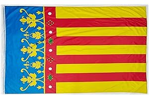 PANDIUI23 Bandera XL para exteriores, 225 x 150 cm, balcón reforzado y 2 ojales metálicos, Comunidad Valenciana
