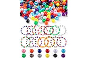 UCLEVER 600 cuentas de colores Pony con agujero grande para enhebrar, 6 x 9 mm, para pulseras, collares, llaveros, fabricación de joyas, manualidades (mezcla de colores, 600 unidades)