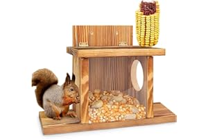 NICOONE Dquirrel Feeder,Wooden Squirrel Feeder Box Made from Wood, Environmentally, Odourless,Squirrel Food for Bird Squirrel Wildlife Animal Bench Station