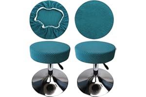 HuaLiSiJi Copri Sgabello Rotondo 30-40cm Tessuto di Lusso, Estensibile Ingualcibile Lavabile Antipolvere Morbido e Resistente, Trasforma Gli Sgabelli in Pochi Secondi (2, Blu Pavone)