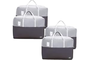 MR HSIUNG & MRS YIN 105L Clothes Storage Bags with Zips, 4 PCS Oxford Cloth Duvet Storage Bag King Size, laundry bags, Breathable Underbed Storage Bags for Quilt, Blankets, Bedding, Sturdy Large Storage Bags, No-Smell,