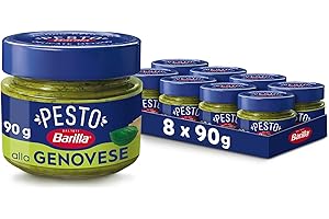 Barilla Sugo 8 Pesti alla Genovese da 90 g con Basilico Italiano e Parmigiano Reggiano DOP, Senza Glutine