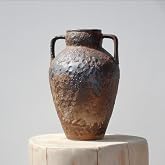 Relexome Rustic Ceramic Vase with 2 Handles Brown 10 Inch Vintage Clay Flower Vase Ceramic Terracotta Handmade Decoration for Home Living Room Table Centerpiece