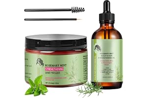 Rosmarinolja hår, 2 st. rosmarinolja för hår, 100 g och 60 ml Organics stärkande hårmask, naturlig eterisk ekologisk rosmarinolja för torrt hår, rosmary mint olja, hårvårdsolja för hårbotten