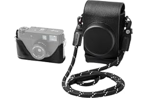 SMALLRIG Étui en cuir pour FUJIFILM X Half, Sac de Transport Rétro à Couverture Intégrale avec Demi-étui en cuir, Poche pour Carte Intégrée, Portable et Protecteur avec Bandoulière tissée (Noir) -5219