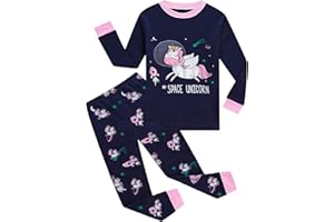 LXKA Girls Dinosaur Pyjamas Kids Pjs Cat Unicorn Clothing Little Toddler Winter Pajamas Children Clothes Sleepwear 100% Cotton Long Sleeve Shirts & Bottoms 2 Pieces Clothing Outfit Nightwear 7-8 Years