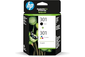 HP 301 N9J72AE, Pack de 2, Cartuchos de Tinta Originales Negro y Tricolor, Compatible con Impresoras de Inyección de Tinta HP DeskJet 1050, 2540, 3050, HP OfficeJet 2620, 4630, HP ENVY 4500, 5530
