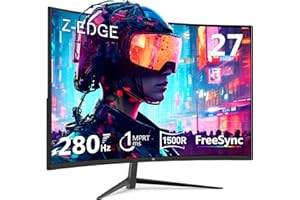Z Z-EDGE Z-Edge Monitor Gaming 27 Pulgadas，Monitor Curvo 280 Hz (DP), Pantalla PC Curvada,1ms MPRT, FHD(1920x1080), FreeSync, LED 16:9 con Cable HDMI, 1500R VA, 2* HDMI2.0 & 2* DP 1.2