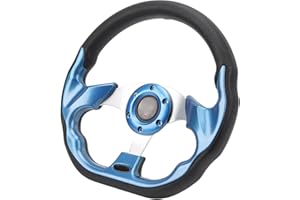 AKOZON Volante Universale da 12,5 Pollici per Carrello da Golf Cool Racing Style Impugnatura di Lunga Durata Facile da Installare per EZGO TXT e RXV (Blu)