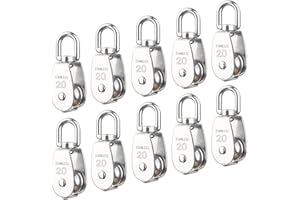 MERYSAN 10Pz M20 Puleggia Singola Blocco Carrucole, AUHOTA 20MM Puleggia Monoblocco Rullo in Acciaio Inox 304, Gru Rotella Uncino Liscio Filo Corda Cavo Caricamento in Corso 331lbs/150 Kg