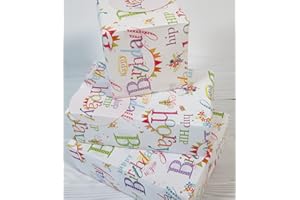 ABACUS CARDS Gift Wrap / Wrapping Paper Pack. 04168A. Happy Birthday, 2 Sheets & 2 Tags