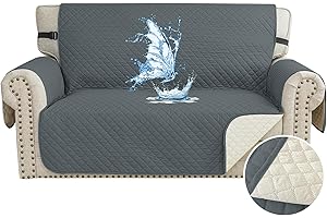 CYCMACO Couvre Canapé 2 Places Imperméable, Universelle Housse De Canape Antidérapante, Housse pour Canapé avec Accoudoirs, Sofa Cover pour Chiens Chats, avec Poches, Gris foncé