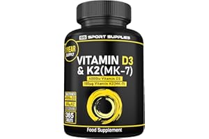 SS SPORT SUPPLIES Vitamin D3 K2 High Strength Tablets - 365 Micro Tablets - Vitamin d3 4000 iu and k2 100μg (MK7) - 1 Year Supply - Vegetarian and UK Manufacture - Bones, Muscles Support