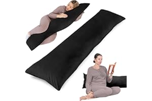 ‎TOTSY BABY Totsy Baby Seitenschläferkissen mit Bezug Velvet 40 x 145 cm - Komfortkissen Schlafkissen Seitenschläfer Body Pillow Seitenschlafkissen Black