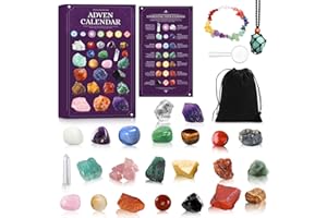 MZJAUVF Calendario Adviento 2025 Minerales, 24 Días Calendario de Adviento Minerales y Cristales, Sorpresa de Cuenta Atrás de Navidad Advent Calendar 2025 para Niños Niñas Mujer