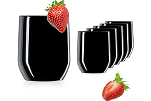 PLATINUX Bicchieri neri eleganti da 260 ml (max. 320 ml) in vetro, set da 6 bicchieri per acqua, succo di frutta, whisky